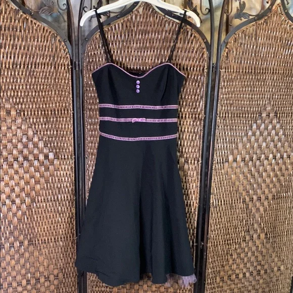 My Michelle | Dresses | Vintage 9s My Michelle Black Dress With Lavender  Velvet Trim Crinoline Sz 34 | Poshmark
